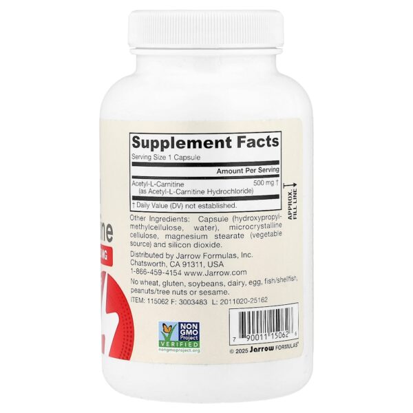57-23.jpg Jarrow Formulas - Acetil L-Carnitina Vegana 500 mg 120 Cápsulas Vegetais