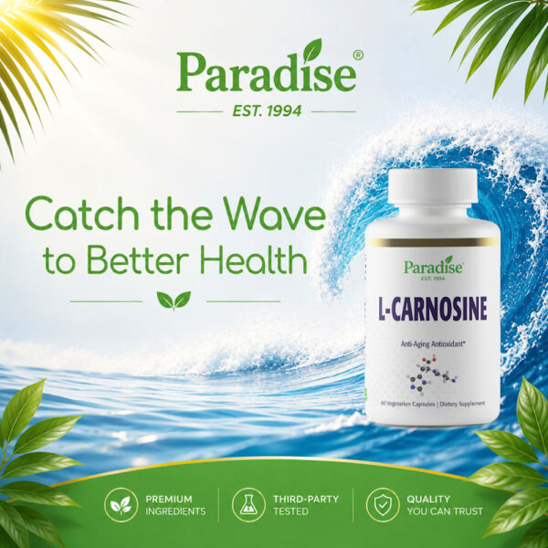 Paradise Herbs - L-Carnosina 60 Cápsulas Vegetarianas (250 mg por Cápsula)