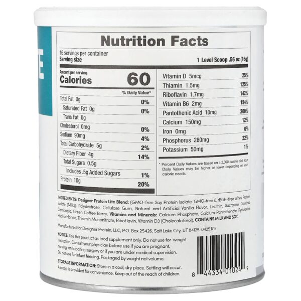 Designer Wellness - Designer Lite Planta + Proteína Whey em Pó Bolinho de Baunilha 256 g