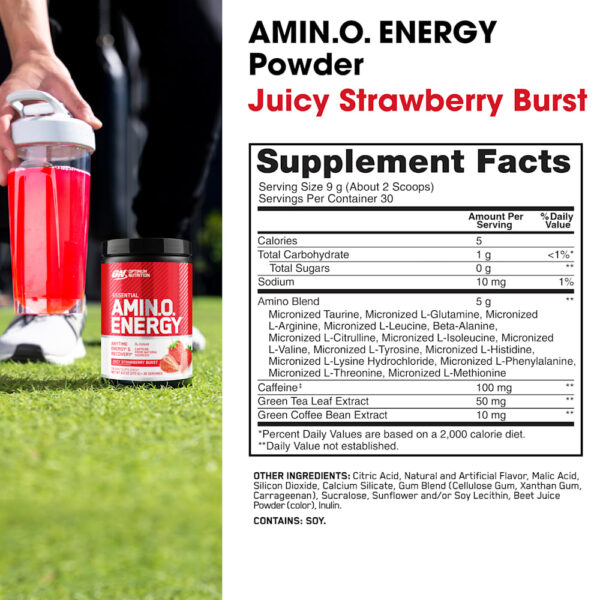 Optimum Nutrition - Essential Amin.O. Energy Explosão de Morango Suculento 270 g