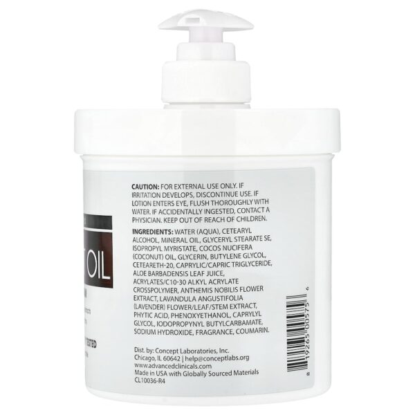 Advanced Clinicals - Creme Hidratante de Óleo de Coco 454 g