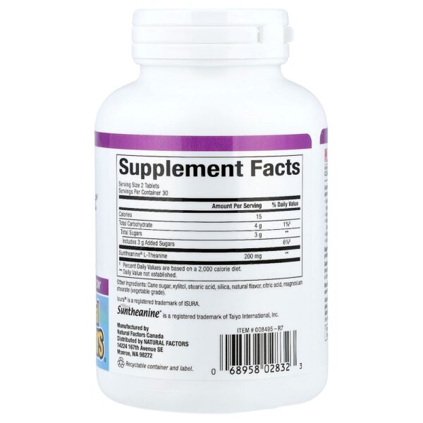 Natural Factors - Stress-Relax Suntheanine L-Theanine 60 Comprimidos Mastigáveis (100 mg por Comprimido)