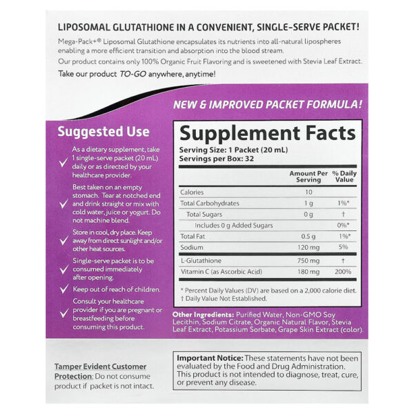 Aurora Nutrascience - Mega-Pack+ Glutationa Lipossomal 32 Embalagens 20 ml Cada