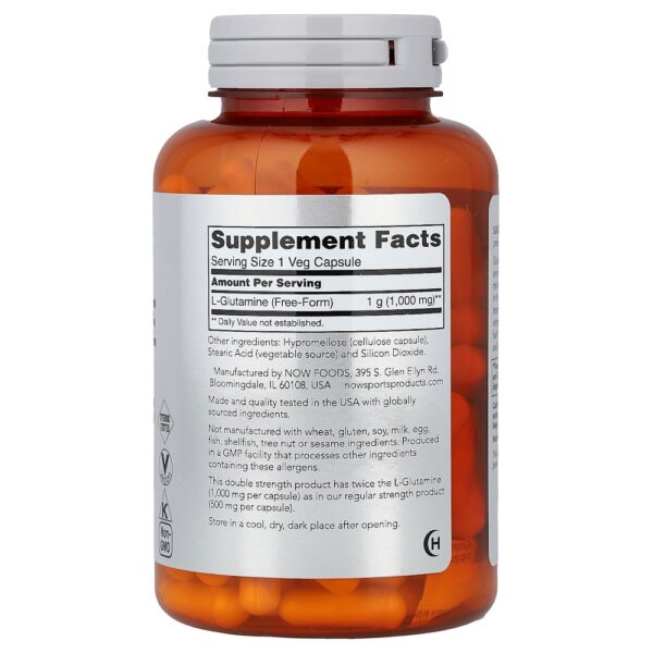 NOW Foods Sports - L-Glutamina 1.000 mg 120 Cápsulas Vegetais