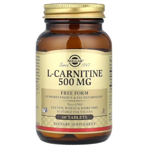 Solgar - L-Carnitina Forma Livre 60 Comprimidos (500 mg por Comprimido)