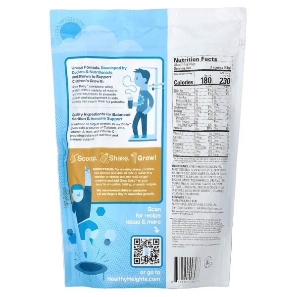 Healthy Heights - Grow Daily Mistura de Nutrição e Whey Protein Para Crianças Acima de 3 Anos Baunilha 616 g