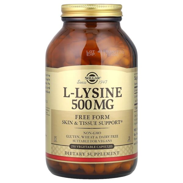 71-14.jpg Solgar - L-lisina Forma Livre 500 mg 250 Cápsulas Vegetais