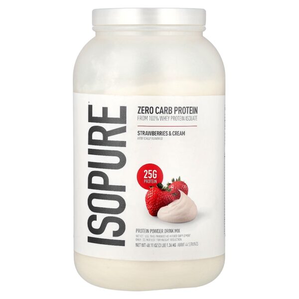 Isopure - Whey Protein em Pó Sem Carboidratos Morangos e Creme 1,36 kg