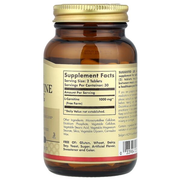 Solgar - L-Carnitina Forma Livre 60 Comprimidos (500 mg por Comprimido)
