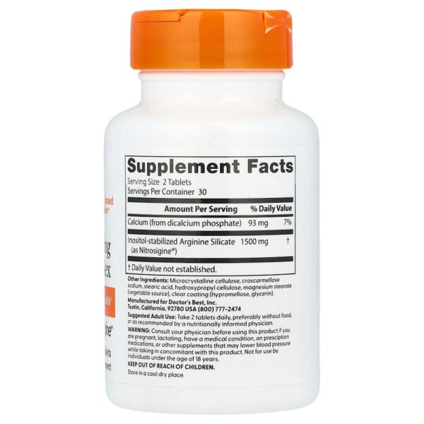 Doctor's Best - Fast Acting Complexo de Arginina Ação Rápida 60 Comprimidos