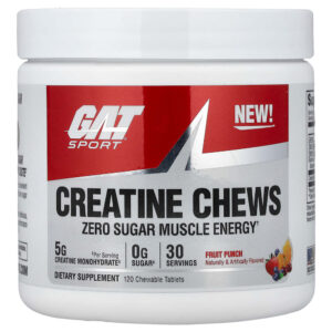 GAT - Sport Cápsulas Mastigáveis de Creatina Ponche de Frutas 120 Comprimidos Mastigáveis