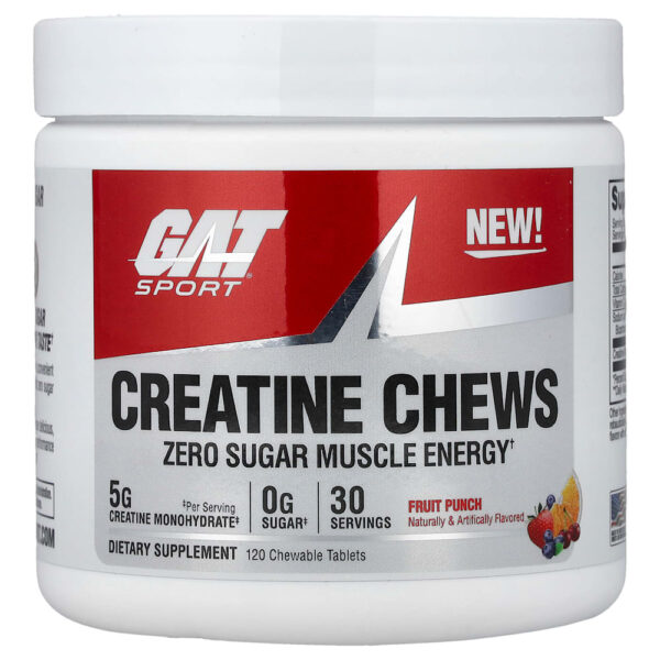 GAT - Sport Cápsulas Mastigáveis de Creatina Ponche de Frutas 120 Comprimidos Mastigáveis
