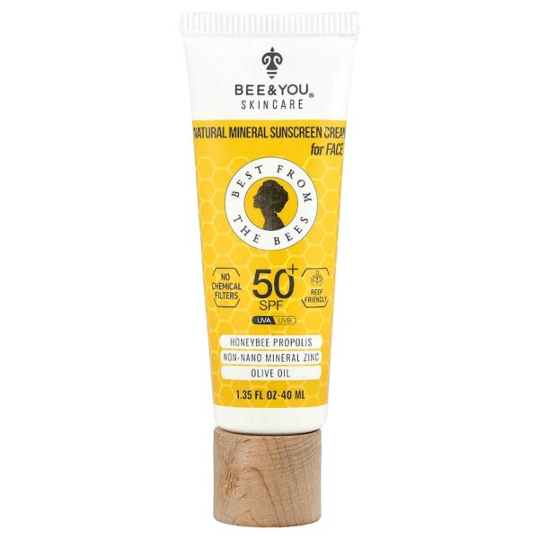 BEE&YOU - Creme Protetor Solar Natural e Mineral Para o Rosto FPS 50+ 40 ml