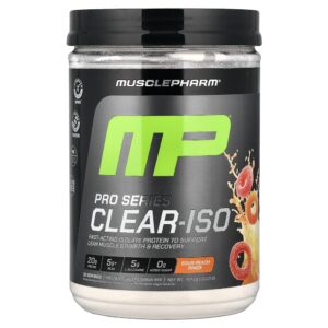 MusclePharm - Pro Series Clear-ISO Mistura para Bebida de Proteína em Pó Rings de Pêssego Azedo 520 mg