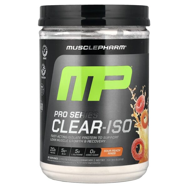 MusclePharm - Pro Series Clear-ISO Mistura para Bebida de Proteína em Pó Rings de Pêssego Azedo 520 mg