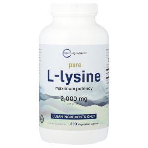 Micro Ingredients - L-Lisina Pura Potência Máxima 300 Cápsulas Vegetarianas (500 mg por Cápsula)