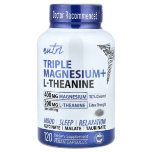 Nutri - Magnésio Triplo + L-teanina 120 Cápsulas Veganas