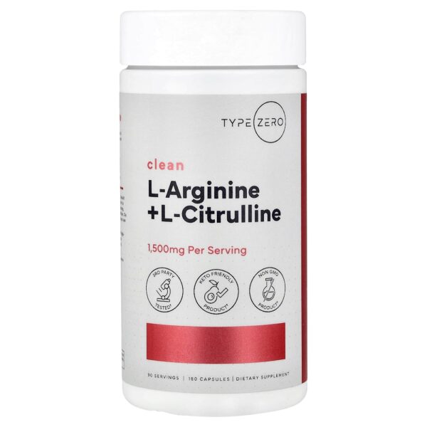 TypeZero - Clean L Arginina + L Citrulina 180 Cápsulas