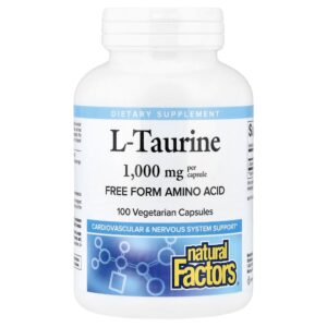 8-259.jpg Natural Factors - L-Taurina 1,000 mg 100 Cápsulas Vegetarianas