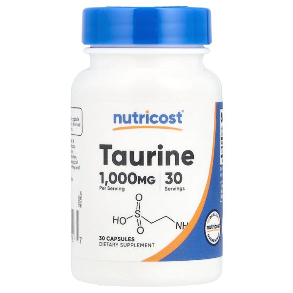 8-338.jpg Nutricost - Taurina 1,000 mg 30 Cápsulas