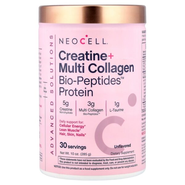 NeoCell - Advanced Solutions Creatina+ Multicolágeno Bio-Peptides Proteína Sem Sabor 285 g