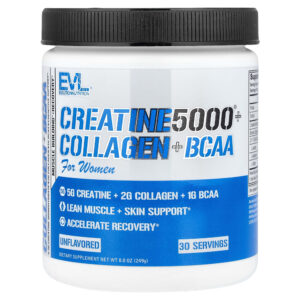 EVLution Nutrition - Creatine5000 com Colágeno + BCAA Para Mulheres Sem Sabor 249 g