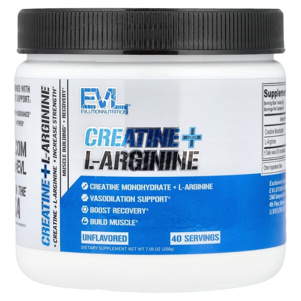 EVLution Nutrition - Creatina + L-Arginina Sem Sabor 200 g