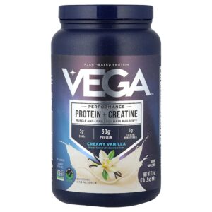 Vega - Proteína à Base de Plantas para Performance + Creatina Baunilha Cremosa 960 g (907 g 54 g)