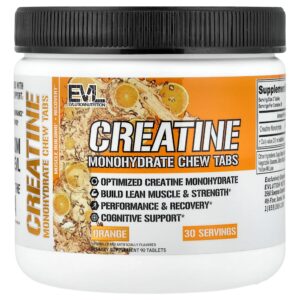 EVLution Nutrition - Comprimidos Mastigáveis de Creatina Mono-hidratada Laranja 90 Comprimidos