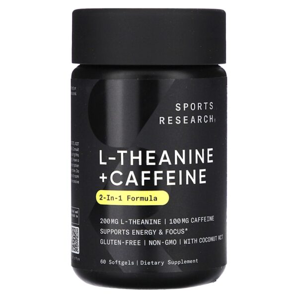 Sports Research - L-teanina e Cafeína Fórmula 2 em 1 60 Cápsulas Softgel