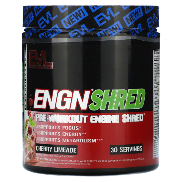EVLution Nutrition - ENGN Shred Pré-treino com Motor Shred Limão de Cereja 249 g