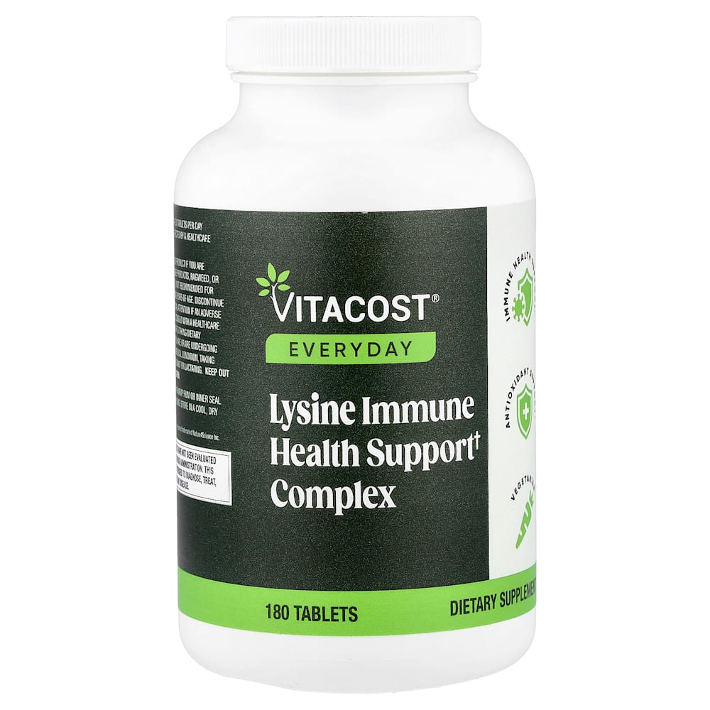 Vitacost - Uso Diário Complexo para Auxílio à Saúde Imunológica com Lisina 180 Compromidos