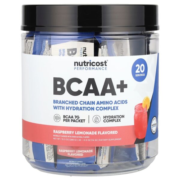 Nutricost - Performance BCAA+ Limonada com Framboesa 20 Embalagens 14 g Cada