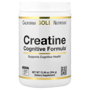 California Gold Nutrition - Creatine Cognitive Formula com L-Leucina Extrato de Mirtilo Coco e Uva 354 g