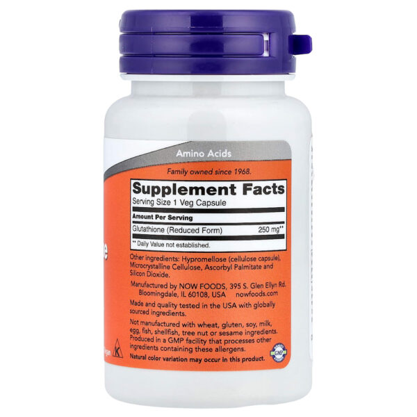 NOW Foods - Glutationa 250 mg 60 Cápsulas Vegetais