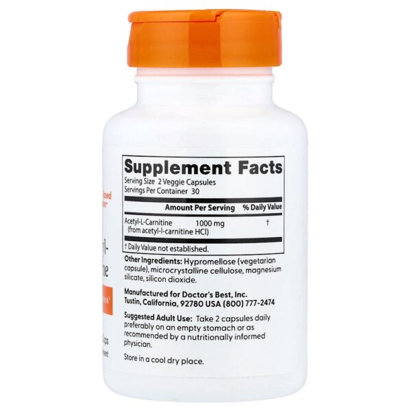 Doctor's Best - Acetil Carnitina 60 Cápsulas Vegetais (500 mg por cápsula)