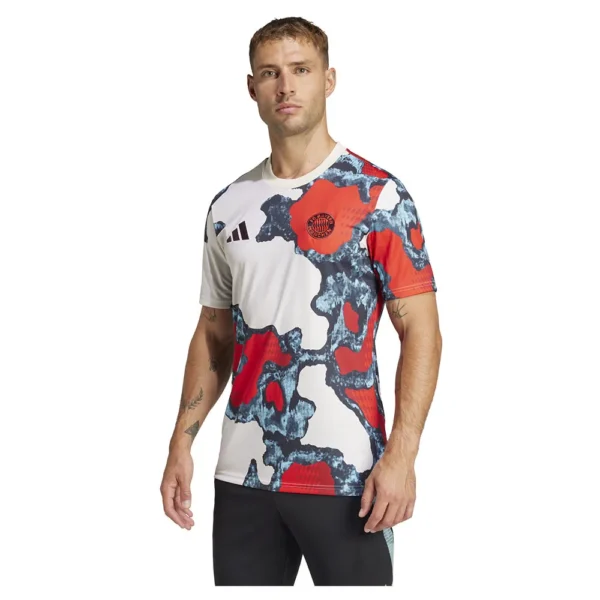 adidas - Camiseta de manga curta Antes do jogo FC Bayern 24/25 – Masculino – Red / Team Power Red 2 / Light Aqua / Linen
