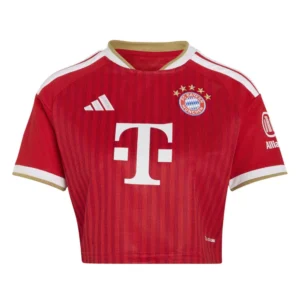 adidas - Camiseta de manga curta feminina Casa FC Bayern Munich 26/27 Cropped – Feminino – Better Scarlet / White
