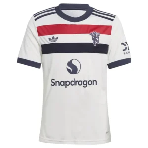 adidas - Camiseta de manga curta júnior Manchester United 24/25 3 Stripes – Off White