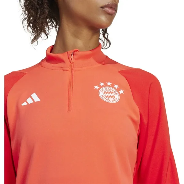 adidas - Camisa feminina com fecho de correr a meio Treinamento FC Bayern Munich 23/24 – Feminino – Bright Red / Red / White