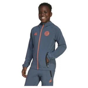 adidas - Moletom com capuz juvenil Viagem FC Bayern Tiro 25/26 Competition Vis Tech – Bold Onix / Easy Coral