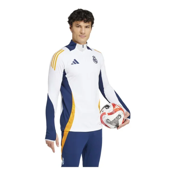 adidas - Moletom com meia-zíper Treinamento Real Madrid 24/25 Tiro Competition – Masculino – Regular White / Team Navy Blue 2 / Crew Orange