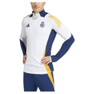 adidas - Moletom com meia-zíper Treinamento Real Madrid 24/25 Tiro Competition – Masculino – Regular White / Team Navy Blue 2 / Crew Orange