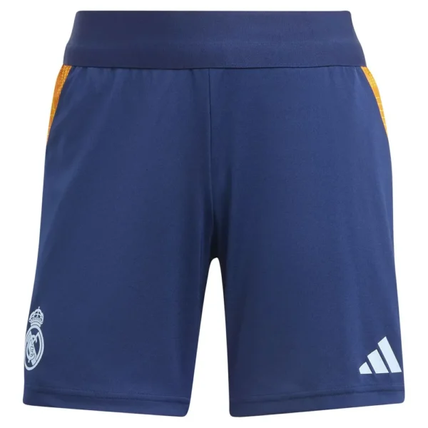 adidas - Shorts femininos Treinamento Real Madrid 24/25 Competition – Team Navy Blue 2 / Crew Orange / Glow Blue