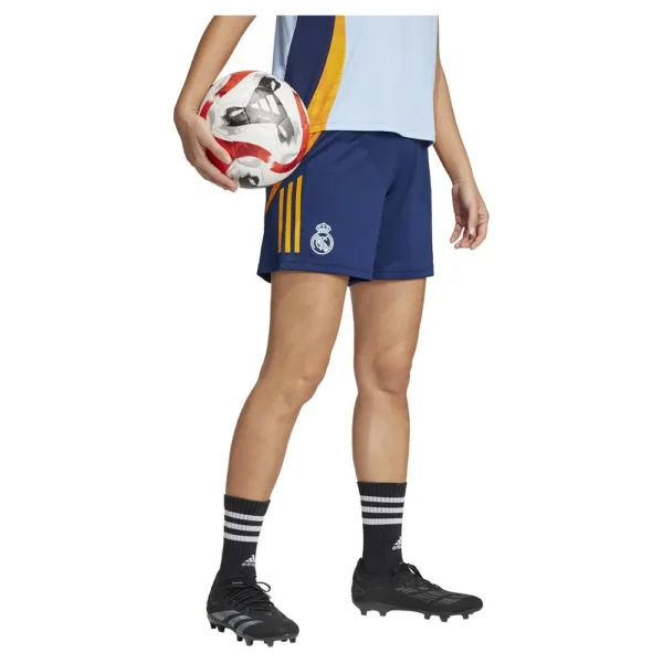 adidas - Shorts femininos Treinamento Real Madrid 24/25 Competition – Team Navy Blue 2 / Crew Orange / Glow Blue