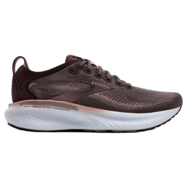 Brooks Tênis de corrida Adrenaline GTS 25 – Feminino – Raisin / Woodrose / White