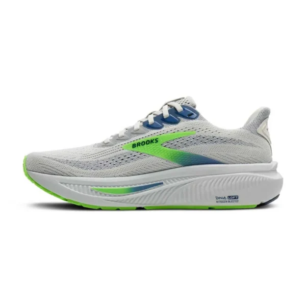 Brooks Tênis de corrida Ghost 17 – Masculino – Oyster / Beacon Blue / Gecko