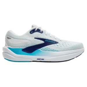 Brooks Tênis de corrida Ghost Max 3 – Masculino – Bright White / Beacon Blue / Teal