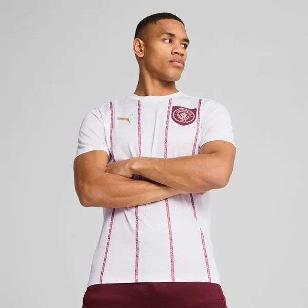 Puma - Camiseta de manga curta Antes do jogo Manchester City FC 24/25 – Feminino – White / Dark Jasper