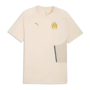 Puma - Camiseta de manga curta Viagem Olympique Marseille 25/26 Tech – Masculino – Alpine Snow / Golden Fog